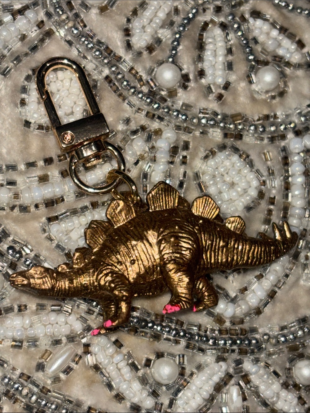 KB keychain handmade gold tone girly dinosaur small keychain cute funny unique